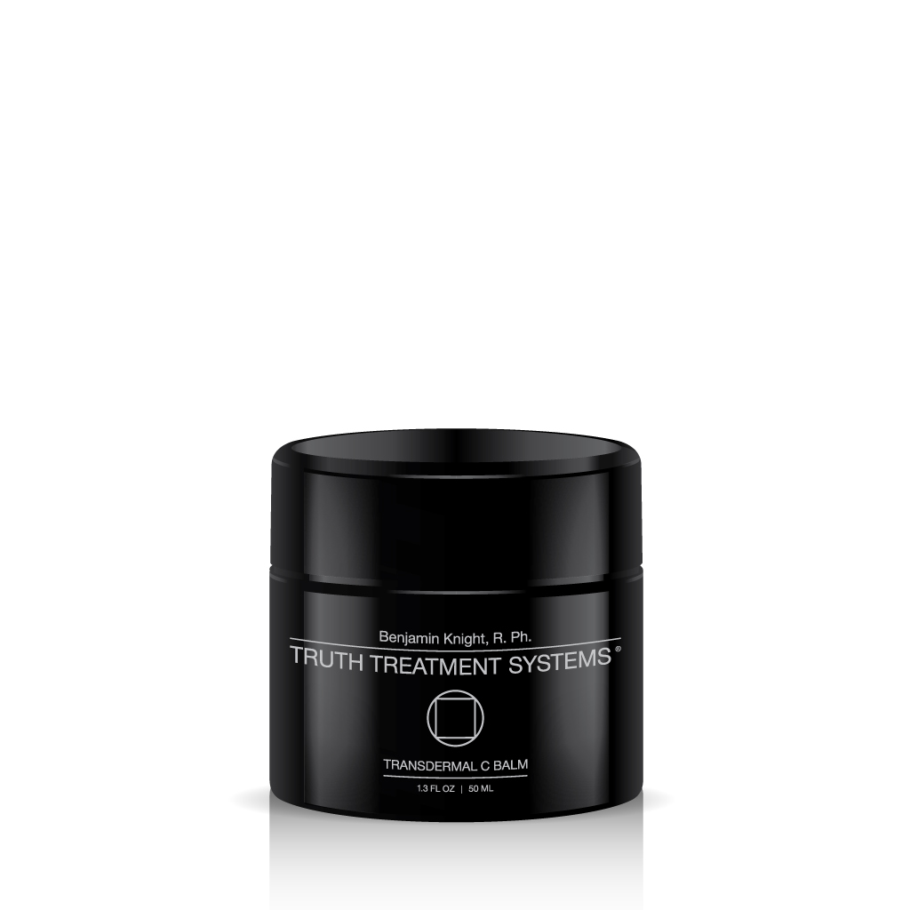 Black jar of Truth Treatment Systems Transdermal C Balm