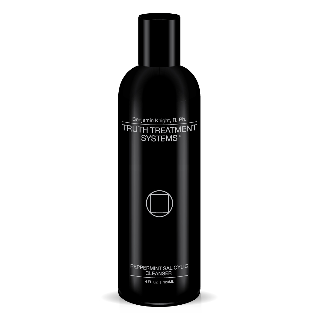 Black bottle of Truth Treatment Systems Peppermint Salicylic Cleanser