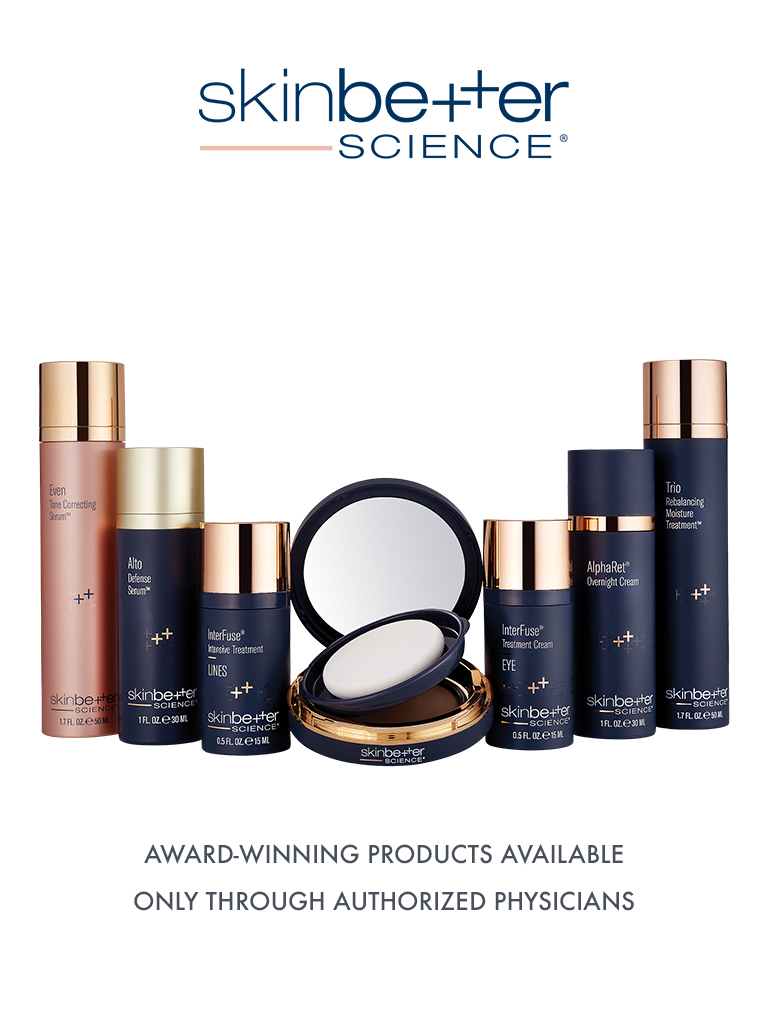 Collection of Skinbetter Science collection of products, award-winning products available only though authorized physicians