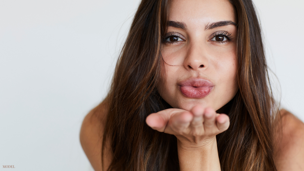 Woman with first time lip injections in Latham, NY.