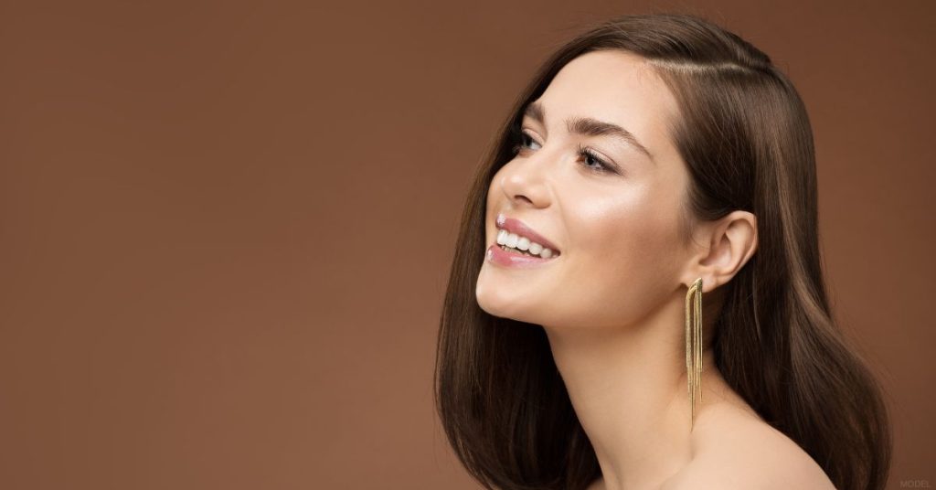 Beautiful woman's side profile (model)
