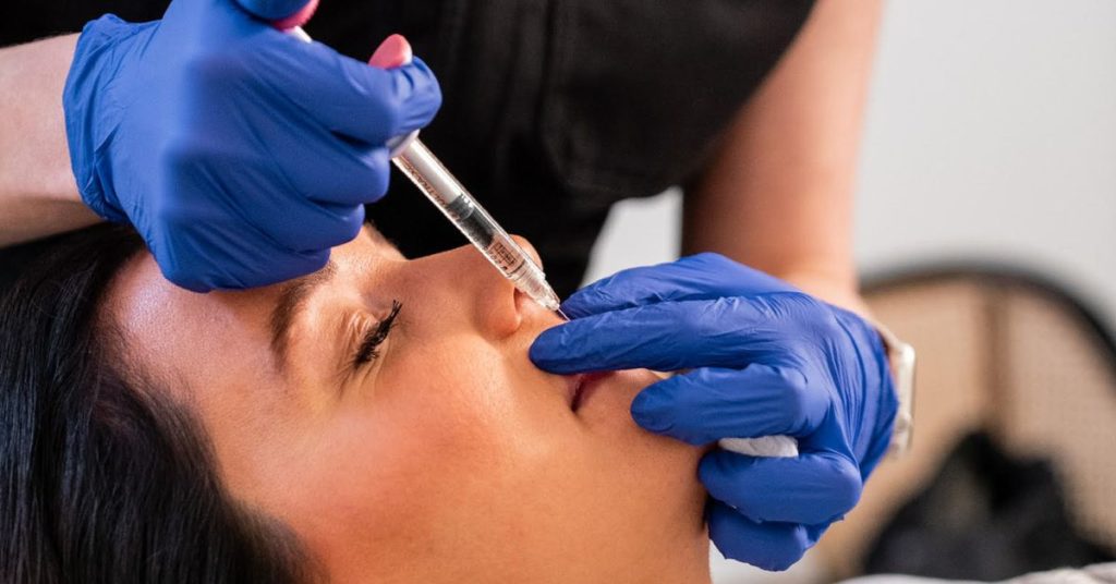 Patient receiving lip filler